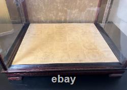 Vintage Japanese Doll Display Glass Case Kimono Geisha Maiko Wood Frame