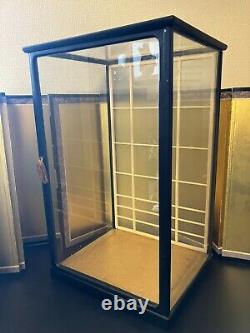 Vintage Japanese Doll Display Glass Case Kimono Geisha Wood Black 21IN HT