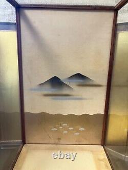 Vintage Japanese Doll Display Glass Case Kimono Geisha Wood Brown 19.5IN HT