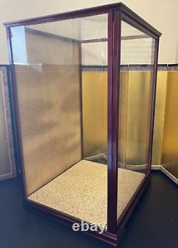 Vintage Japanese Doll Display Glass Case Kimono Geisha Wood Frame 21 IN HT