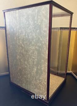 Vintage Japanese Doll Display Glass Case Kimono Geisha Wood Frame 21 IN HT