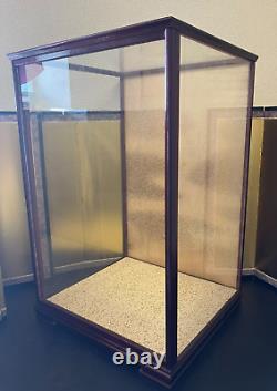 Vintage Japanese Doll Display Glass Case Kimono Geisha Wood Frame 21 IN HT