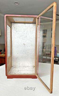 Vintage Japanese Doll Glass Display Case Kimono Geisha LACQUER Ware Wood Frame