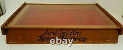 Vintage Kriner Co hand tied flies wooden display case box fly fishing wood glass