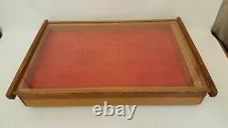 Vintage Kriner Co hand tied flies wooden display case box fly fishing wood glass