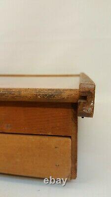 Vintage Kriner Co hand tied flies wooden display case box fly fishing wood glass