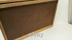 Vintage Kriner Co hand tied flies wooden display case box fly fishing wood glass