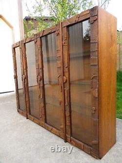 Vintage LANE PUEBLO GLASS DISPLAY CABINET Curio HUTCH Case BRUTALIST Paul Evans