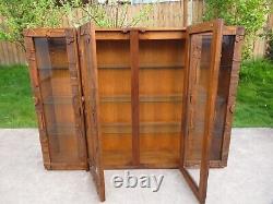 Vintage LANE PUEBLO GLASS DISPLAY CABINET Curio HUTCH Case BRUTALIST Paul Evans