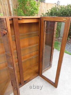 Vintage LANE PUEBLO GLASS DISPLAY CABINET Curio HUTCH Case BRUTALIST Paul Evans