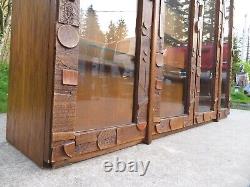 Vintage LANE PUEBLO GLASS DISPLAY CABINET Curio HUTCH Case BRUTALIST Paul Evans