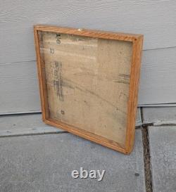Vintage Large Oak Wood Glass Front Shadow Box Display Case Showcase Cabinet F63