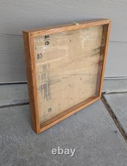 Vintage Large Oak Wood Glass Front Shadow Box Display Case Showcase Cabinet F63