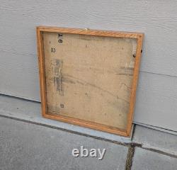Vintage Large Oak Wood Glass Front Shadow Box Display Case Showcase Cabinet F63