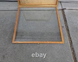 Vintage Large Oak Wood Glass Front Shadow Box Display Case Showcase Cabinet F63