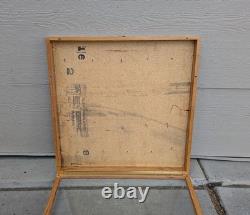 Vintage Large Oak Wood Glass Front Shadow Box Display Case Showcase Cabinet F63