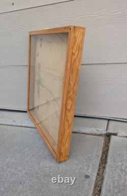 Vintage Large Oak Wood Glass Front Shadow Box Display Case Showcase Cabinet F63