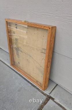 Vintage Large Oak Wood Glass Front Shadow Box Display Case Showcase Cabinet F63