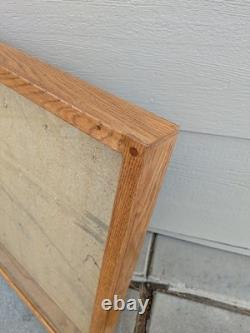 Vintage Large Oak Wood Glass Front Shadow Box Display Case Showcase Cabinet F63