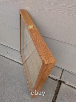Vintage Large Oak Wood Glass Front Shadow Box Display Case Showcase Cabinet F63