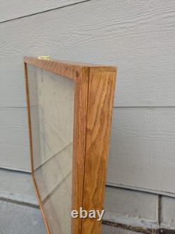 Vintage Large Oak Wood Glass Front Shadow Box Display Case Showcase Cabinet F63