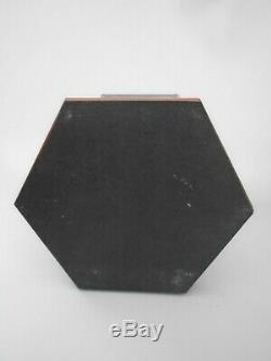 Vintage Large Plant Terrarium Hexagon Display Case Glass Wood Base