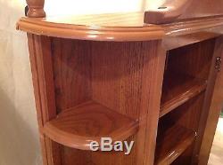 Vintage Large Wood Display Case Table / Wall Hang Glass Door Curio Cabinet Shelf