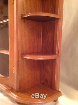 Vintage Large Wood Display Case Table / Wall Hang Glass Door Curio Cabinet Shelf