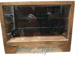 Vintage Lufkin Rules Spring Joint Glass Front Countertop Display Wood Case