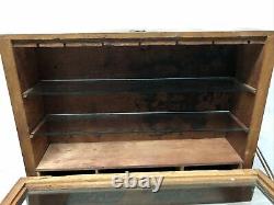 Vintage Lufkin Rules Spring Joint Glass Front Countertop Display Wood Case