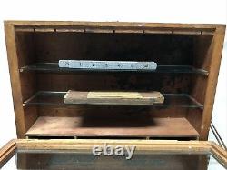 Vintage Lufkin Rules Spring Joint Glass Front Countertop Display Wood Case