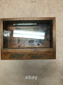 Vintage Lufkin Rules Spring Joint Glass Front Countertop Display Wood Case