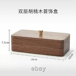 Vintage Luxury Jewelry Box Storage Organizer Case Wood Walnut Multi Layer Jewels