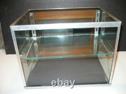 Vintage MID Century Modern Chrome Glass Wood Counter Top Retail Display Case