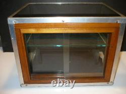Vintage MID Century Modern Chrome Glass Wood Counter Top Retail Display Case
