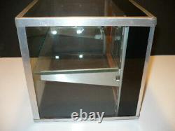 Vintage MID Century Modern Chrome Glass Wood Counter Top Retail Display Case