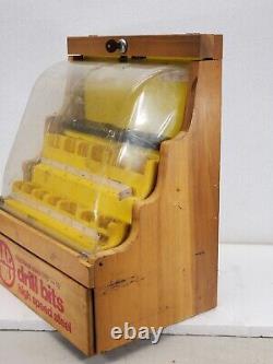 Vintage Mac Tools High Speed Drill Bit Locking Display Wood Case Store Shelf