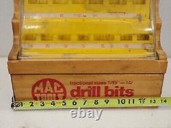 Vintage Mac Tools High Speed Drill Bit Locking Display Wood Case Store Shelf