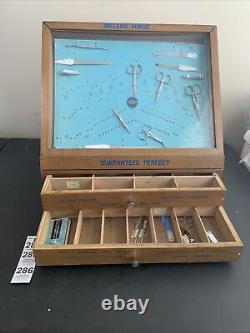 Vintage Millers Forge Advert Wood Display Tool Case With Assorted Instruments
