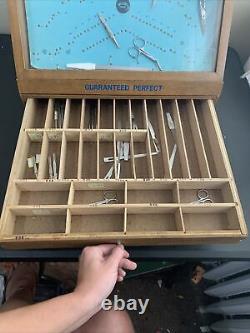 Vintage Millers Forge Advert Wood Display Tool Case With Assorted Instruments