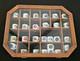 Vintage Nfl Mini Helmet Coffee Mug Collection (27) With Wood Display Case B-8