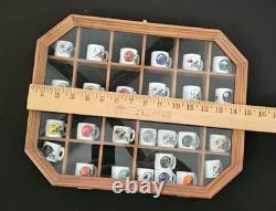 Vintage NFL Mini Helmet Coffee Mug Collection (27) with Wood Display Case B-8