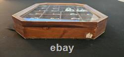 Vintage NFL Mini Helmet Coffee Mug Collection (27) with Wood Display Case B-8