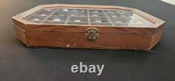 Vintage NFL Mini Helmet Coffee Mug Collection (27) with Wood Display Case B-8