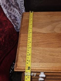 Vintage OAK 3 DRAWER DISPLAY CABINET Knives Coins Jewelry Collectables