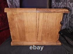 Vintage OAK 3 DRAWER DISPLAY CABINET Knives Coins Jewelry Collectables