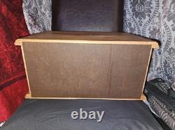 Vintage OAK 3 DRAWER DISPLAY CABINET Knives Coins Jewelry Collectables