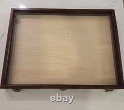 Vintage Oak Wood Display Case Shadow Box Pins Medals Trinket /Keys 18x24x2