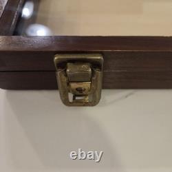 Vintage Oak Wood Display Case Shadow Box Pins Medals Trinket /Keys 18x24x2