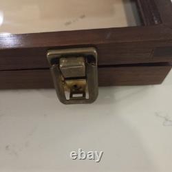 Vintage Oak Wood Display Case Shadow Box Pins Medals Trinket /Keys 18x24x2